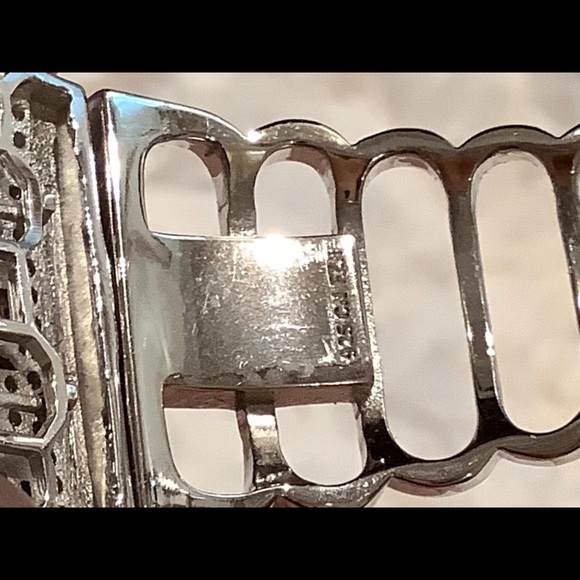 Sterling Silver Crystal Bangle Bracelet - Picture 7 of 9